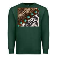 Sports Green leopard and cowhide gemstone leather Premium Sweatshirt - BarkalooDesign