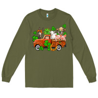 Army Green St. Patrick's farm animals and truck Long Sleeve Tee - OliviaCreatesArt
