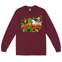 Burgundy St. Patrick's farm animals and truck Long Sleeve Tee - OliviaCreatesArt