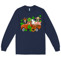 Navy St. Patrick's farm animals and truck Long Sleeve Tee - OliviaCreatesArt