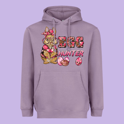 Easter Pink Camouflage Egg Hunter  Bunny Heavyweight Hoodie Designed By Barkaloodesign