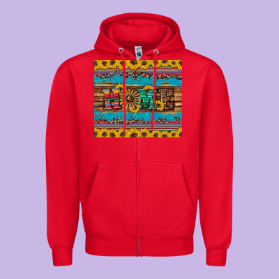 Western Home Wind Wheel Sunflowers Zipper Hoodie Designed By Artiststas