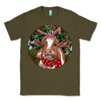 Army Green Brown Cow Christmas Classic Tee - RanaPortraitStore