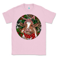 Bubblegum Pink Brown Cow Christmas Classic Tee - RanaPortraitStore