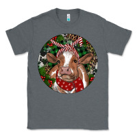 Charcoal Heather Brown Cow Christmas Classic Tee - RanaPortraitStore