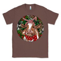 Chestnut Brown Cow Christmas Classic Tee - RanaPortraitStore