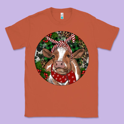 Brown Cow Christmas Classic Tee Designed By Ranaportraitstore