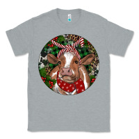 Heather Grey Brown Cow Christmas Classic Tee - RanaPortraitStore