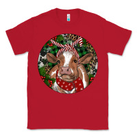 Red Brown Cow Christmas Classic Tee - RanaPortraitStore