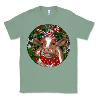 Sage Brown Cow Christmas Classic Tee - RanaPortraitStore