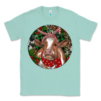 Seafoam Brown Cow Christmas Classic Tee - RanaPortraitStore
