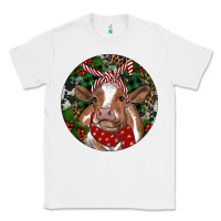White Brown Cow Christmas Classic Tee - RanaPortraitStore