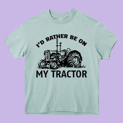 I D Rather Be On My Tractor Heavy Core Tee Designed By Bettercallsaul