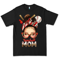 Black Baseball Mom Messy Bun Premium Tee - texasbilliewilder