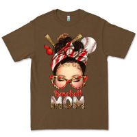 Cacao Baseball Mom Messy Bun Premium Tee - texasbilliewilder