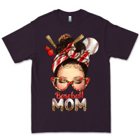 Plum Baseball Mom Messy Bun Premium Tee - texasbilliewilder