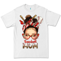 White Baseball Mom Messy Bun Premium Tee - texasbilliewilder