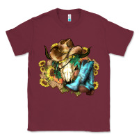 Burgundy Cow skull Cowboy boots hats sunflowers Classic Tee - HowdyJamesFarm