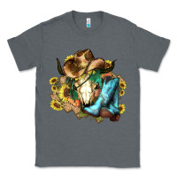 Charcoal Heather Cow skull Cowboy boots hats sunflowers Classic Tee - HowdyJamesFarm