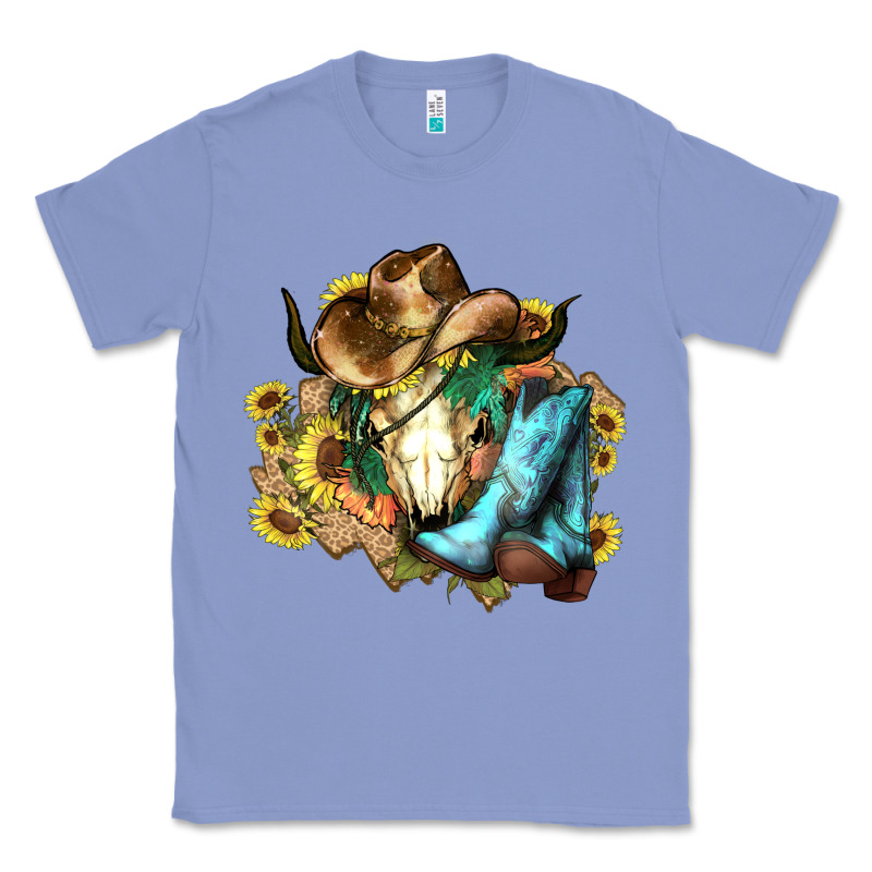 Cow Skull Cowboy Boots Hats Sunflowers Classic Tee by HowdyJamesFarm | Teevron