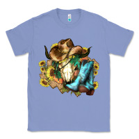 Colony Blue Cow skull Cowboy boots hats sunflowers Classic Tee - HowdyJamesFarm