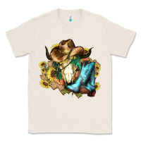 Natural Cow skull Cowboy boots hats sunflowers Classic Tee - HowdyJamesFarm