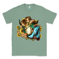 Sage Cow skull Cowboy boots hats sunflowers Classic Tee - HowdyJamesFarm