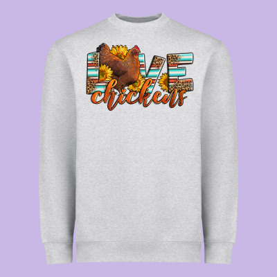 Love Chickens Heavyweight Sweatshirt Designed By Lillyallendesigns