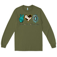 Army Green Peace Love Turquoise Long Sleeve Tee - Jasminsmagicworld