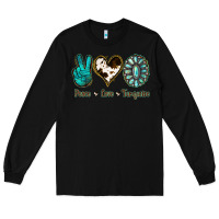 Black Peace Love Turquoise Long Sleeve Tee - Jasminsmagicworld