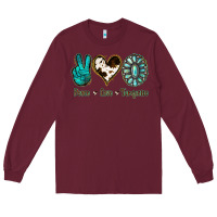 Burgundy Peace Love Turquoise Long Sleeve Tee - Jasminsmagicworld