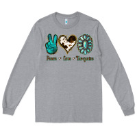 Heather Grey Peace Love Turquoise Long Sleeve Tee - Jasminsmagicworld