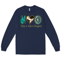 Navy Peace Love Turquoise Long Sleeve Tee - Jasminsmagicworld