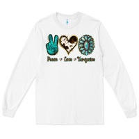 White Peace Love Turquoise Long Sleeve Tee - Jasminsmagicworld