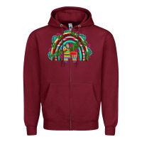 Burgundy mexican pinata rainbow Zipper Hoodie - Artiststas