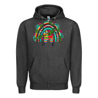 Charcoal Heather mexican pinata rainbow Zipper Hoodie - Artiststas
