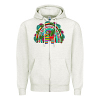 Oatmeal Heather mexican pinata rainbow Zipper Hoodie - Artiststas