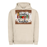 Pigment French Oak santa's favorite teacher Urban Hoodie - AdoDesignShop