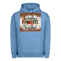Pigment Pebble Blue santa's favorite teacher Urban Hoodie - AdoDesignShop