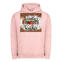Pigment Salmon santa's favorite teacher Urban Hoodie - AdoDesignShop