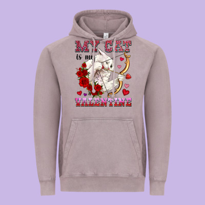 My Cat Is My Valentine Vintage Hoodie Designed By Oliviacreatesart