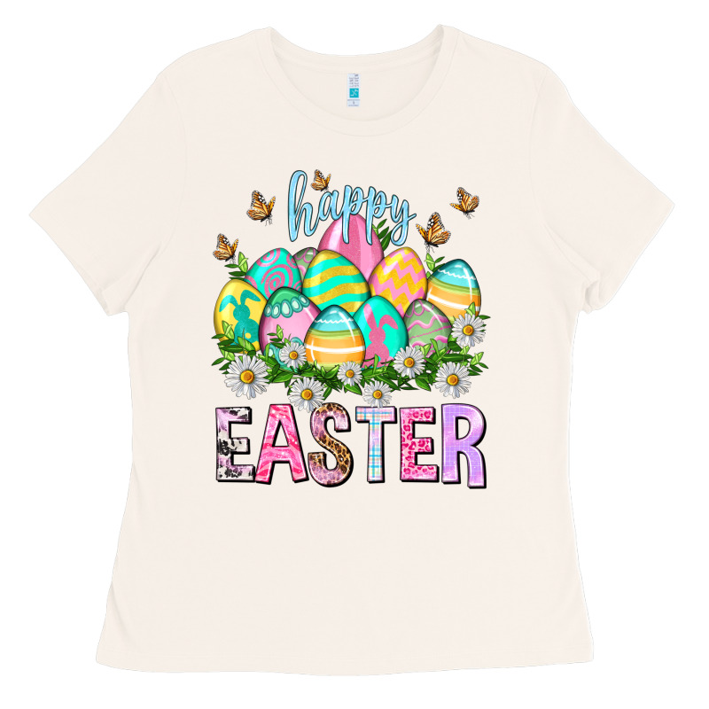 Happy Easter With Eggs Ladies Tee by NancyCooperArtShop | Teevron