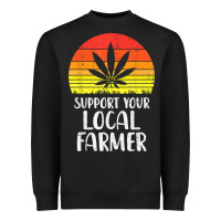 Black Local Support Farmer Weed Cannabis Retro 420 THC Stoner Gift Heavyweight Sweatshirt - longCreatives