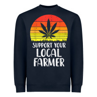 Navy Local Support Farmer Weed Cannabis Retro 420 THC Stoner Gift Heavyweight Sweatshirt - longCreatives