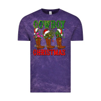 Cloud Purple cowboy christmas boots cactus Vintage Tee - CowGirlArtShop