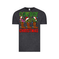 Vintage Black cowboy christmas boots cactus Vintage Tee - CowGirlArtShop