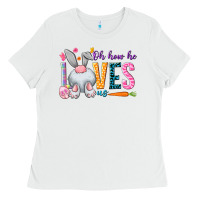 White Oh how he loves us Ladies Tee - NancyCooperArtShop