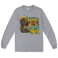Heather Grey Blame It All On My Boots Long Sleeve Tee - FaDigitalArtStudio
