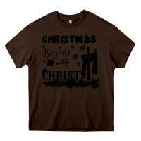 Chocolate Brown Christmas Begins With Christ Heavy Core Tee - Bettercallsaul