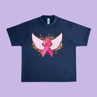 Cancer Ribbon Angel Wings Cancer Awareness Urban Heavy Tee Designed By Howdyjamesfarm